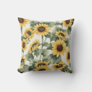 Timeless Beauty Watercolor Sunflower Artistry Cushion