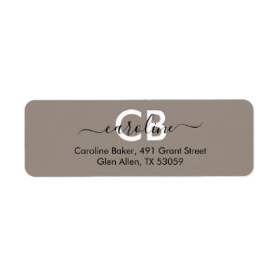 Timeless - Beige Grey Monogram Address Label