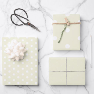 Timeless Beige White Polka Dot Gift Wrapping Paper