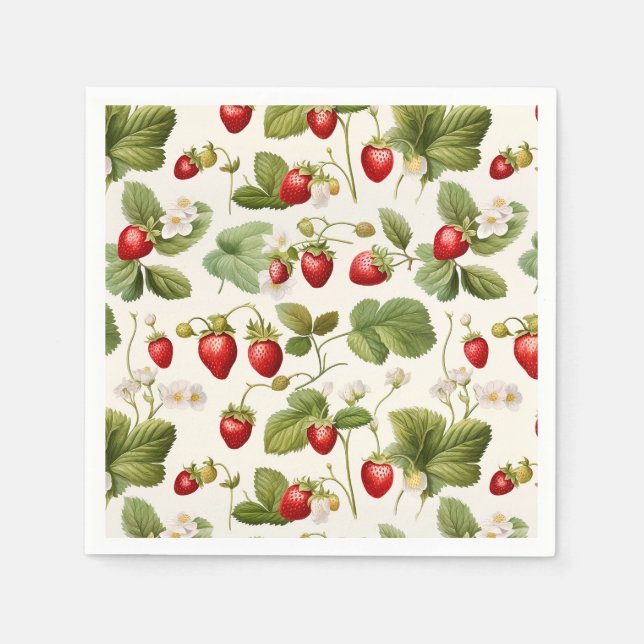 Timeless Berry Bliss Strawberry Pattern Napkin (Front)