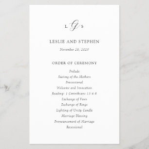 Timeless Black and White Budget Wedding Program Flyer