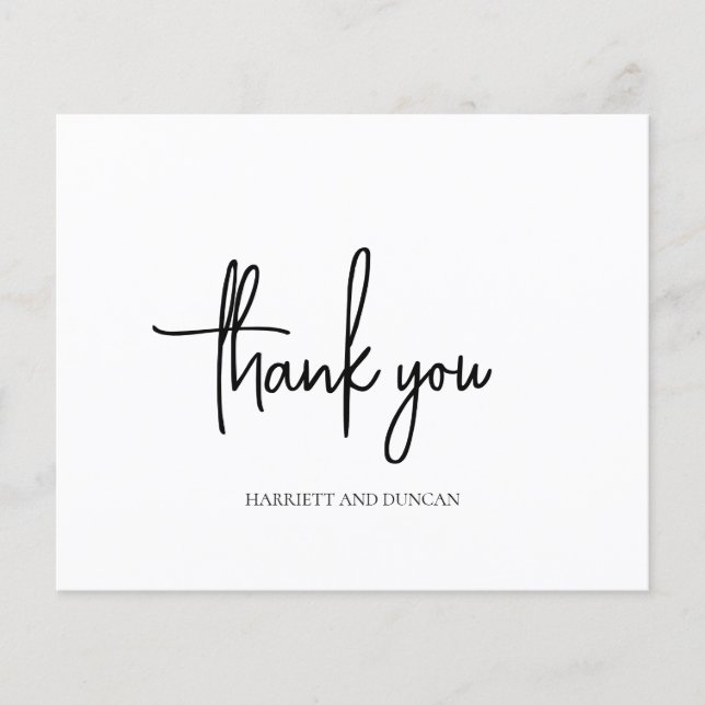 Timeless Black and White Budget Wedding Thank You (Front)