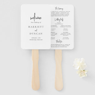 Timeless Black and White Elegant Wedding Program Hand Fan