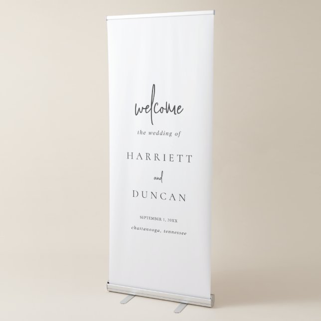 Timeless Black and White Elegant Wedding Retractable Banner (3/4)