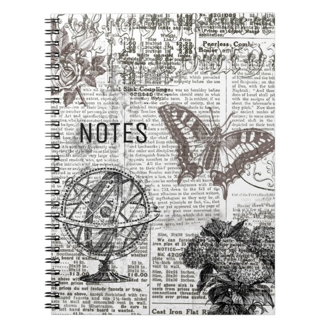 Timeless Black and White Ephemera Notebook (Front)