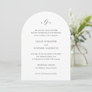 Timeless Black and White Monogram Elegant Wedding Invitation