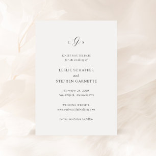 Timeless Black and White Monogram Elegant Wedding Save The Date