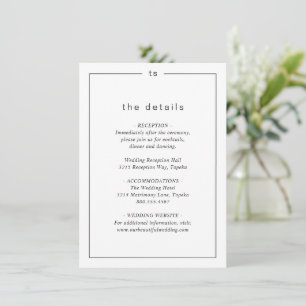 Timeless Black and White Monogram Modern Wedding Enclosure Card
