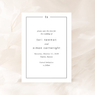 Timeless Black and White Monogram Modern Wedding Save The Date