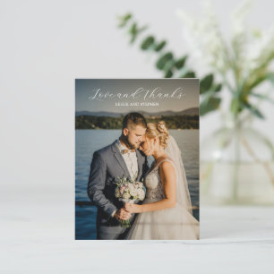 Timeless Black and White Photo Elegant Wedding Thank You Card