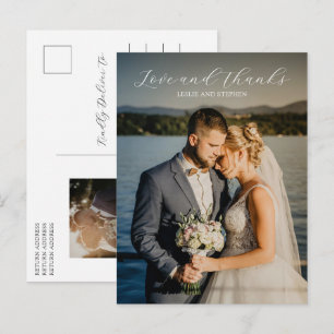 Timeless Black and White Photo Wedding Thank You Postcard