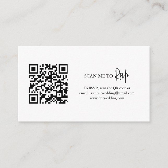 Timeless Black and White QR Code Elegant Wedding Enclosure Card (Front)