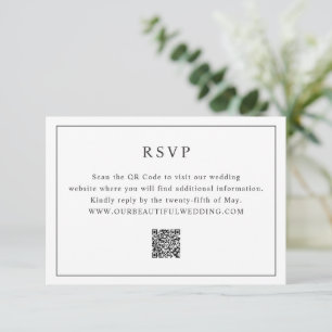 Timeless Black and White QR Code Elegant Wedding RSVP Card