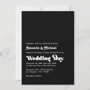 Timeless Black and White Retro Typography Wedding Invitation