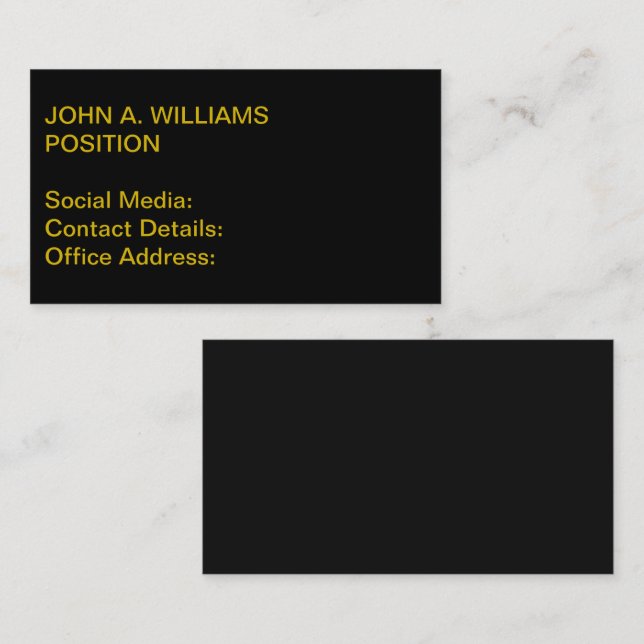 Timeless Black CUSTOMIZABLE Business Card (Front/Back)