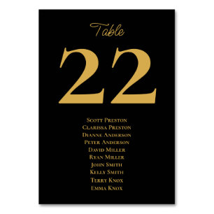 Timeless Black Gold Wedding Seating Assignment Table Number