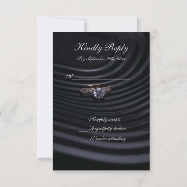 Timeless Black, Grey & White Wedding RSVP Card (Front)