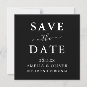 Timeless Black Minimalist Wedding Save The Date Magnetic Invitation