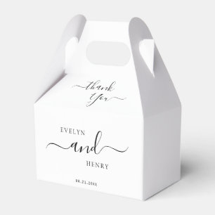 Timeless Black Script on White Monogram Wedding  Favour Box