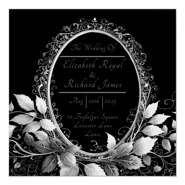 Timeless black-tie wedding celebration poster (Front)