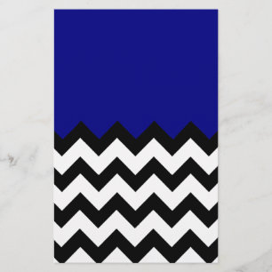 Timeless Black White Chevron On Navy Blue Pattern