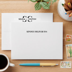 Timeless Black & White Wedding Envelope