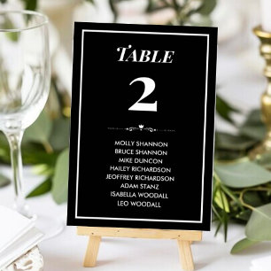 Timeless Black & White Wedding Seating Chart Card