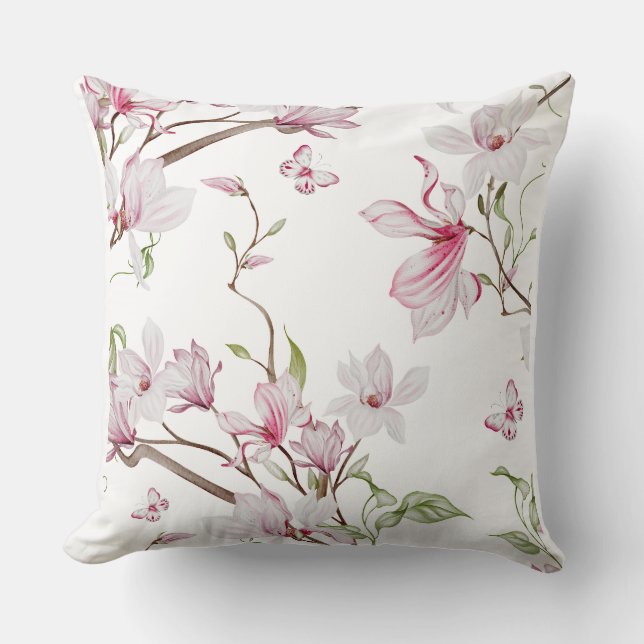 Timeless Blooming Pink Flowers Beautiful Design  Cushion (Front)