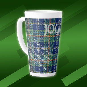 Timeless blue and green Tartan Monogram   Latte Mug