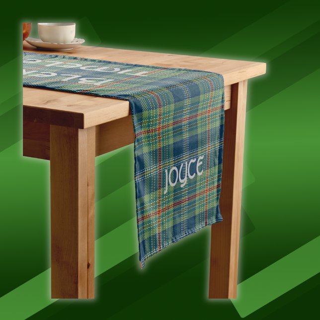 Timeless blue and green Tartan Monogram | Long Table Runner (Creator Uploaded)