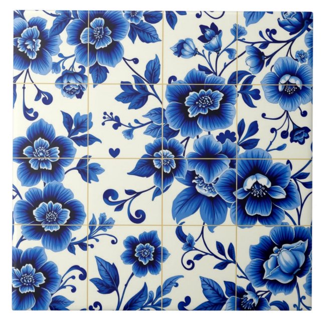 timeless blue flowers tile (Front)