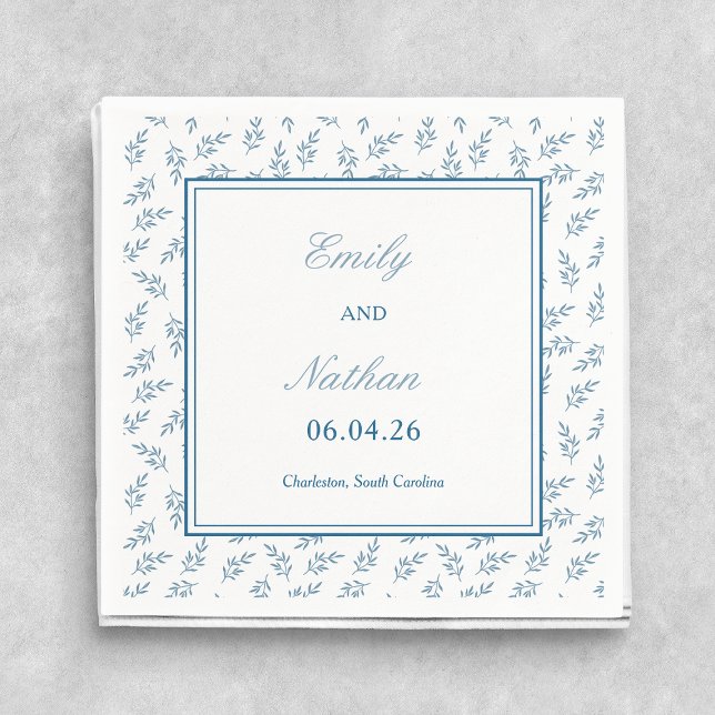 Timeless Blue Garden Elegant Classic Wedding  Napkin (Creator Uploaded)