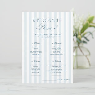 Timeless Blue Stripes Whats on Your Phone Game Invitation