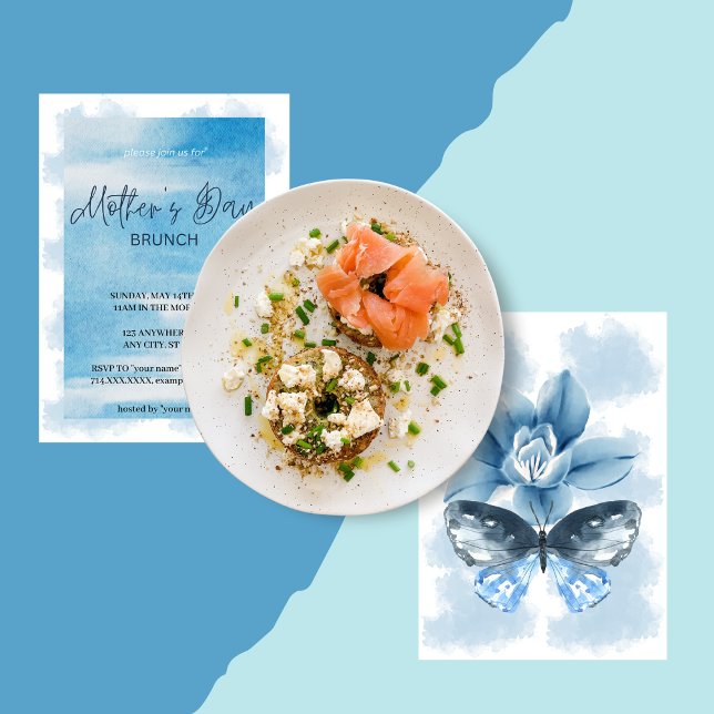 Timeless Blue Watercolor Mother’s Day Brunch Invit Invitation (Creator Uploaded)