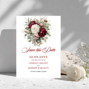 Timeless Blush Burgundy Floral Save The Date