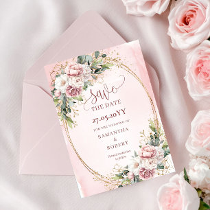 Timeless Boho Rose Gold Greenery Save The Date