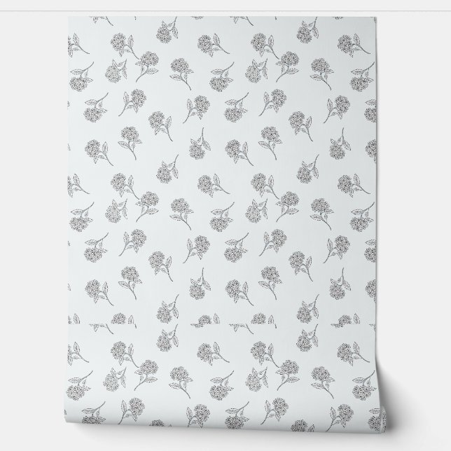 Timeless Botanical Bloom Soft Grey Wallpaper (Unrolling)