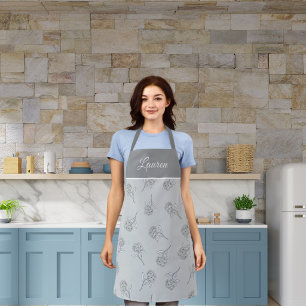 Timeless Botanical Bloom Soft Plum Monogram Apron