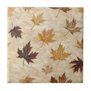 Timeless Botanical Harmony – Leaf in Warm Neutrals Tile