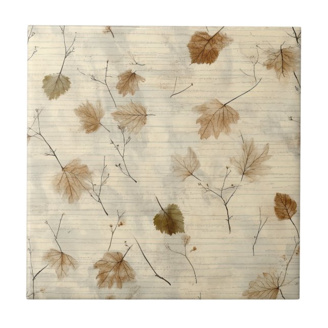 Timeless Botanical – Leaf in Warm Neutrals (10) Tile (Front)