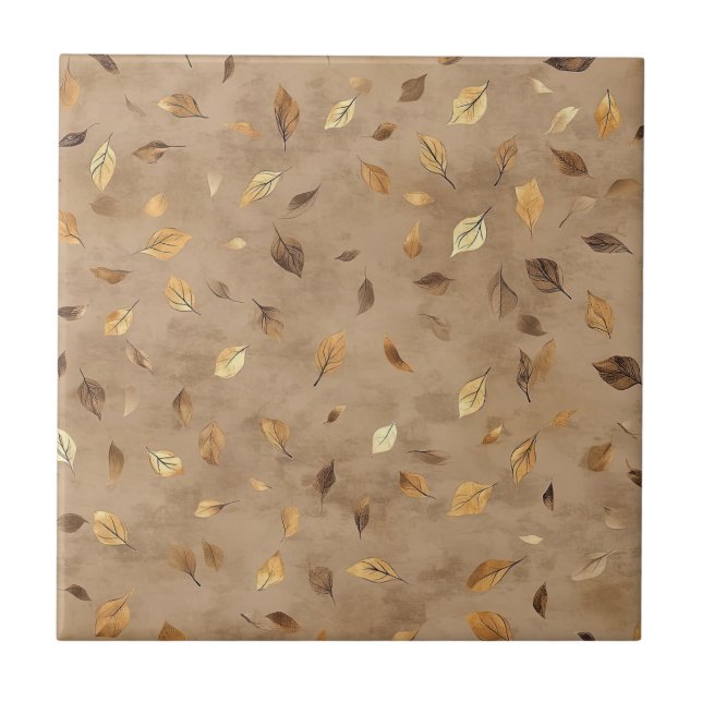 Timeless Botanical – Leaf in Warm Neutrals (4) Tile (Front)