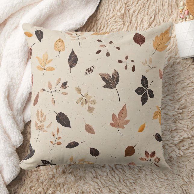 Timeless Botanical – Leaf in Warm Neutrals (8) Cushion (Blanket)
