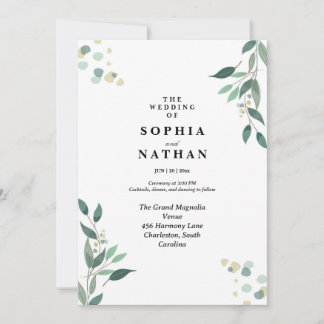 Timeless Botanical Wedding Invitation Classic