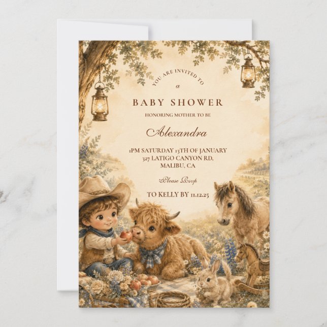 Timeless Boy Western Boho Baby Shower Invitation (Front)