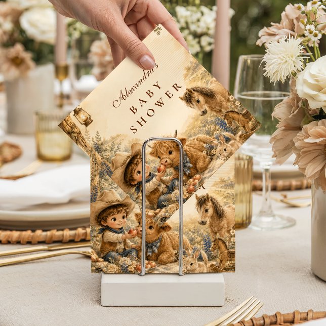 Timeless Boy Western Boho Baby Shower Napkin (Creator Uploaded)