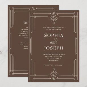 Timeless Brown QR Code All in One Wedding Invitation