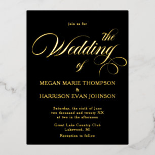 Timeless Calligraphy Classic Wedding Invite Black