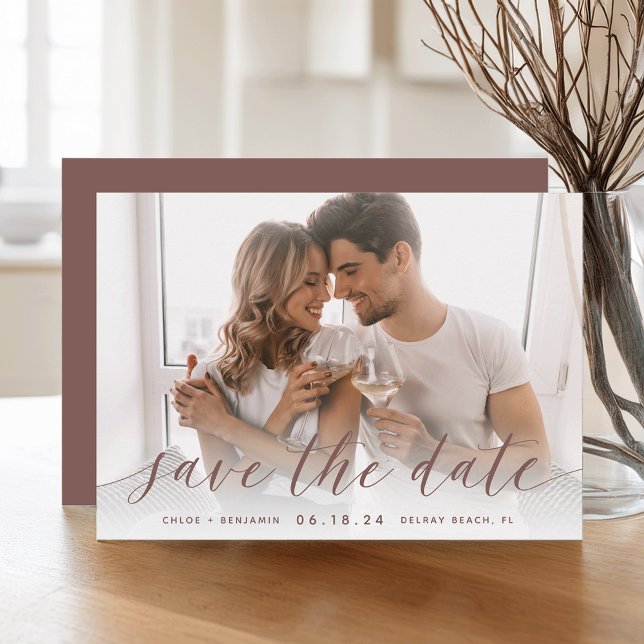 Timeless Calligraphy | Horizontal Photo Save The Date (Creator Uploaded)