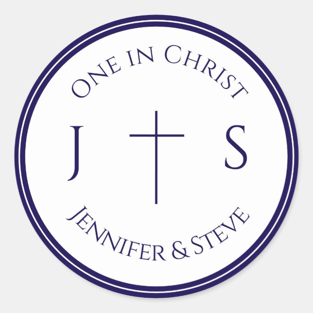 Timeless Catholic Monogrammed Classic Round Sticker (Front)