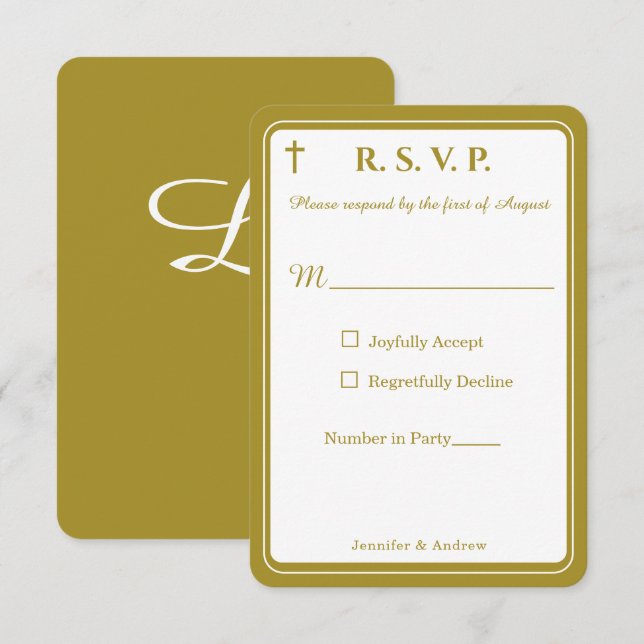 Timeless Catholic Monogrammed Response Card (Front/Back)